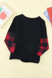 Little Girls Plaid and Leopard Colorblock Long Sleeve Top