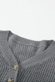 Gray Striped Raglan Sleeve Drop Shoulder Sweater