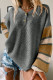 Gray Striped Raglan Sleeve Drop Shoulder Sweater