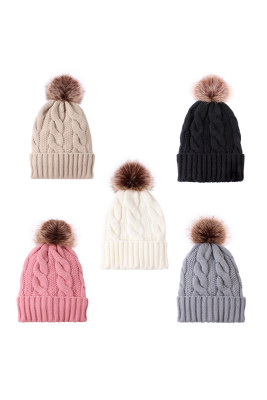 Winter Warm Solid Color Coarse Twist Thick Knitted Hat 2pcs Set Unishe Wholesale MOQ3pcs