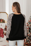 Christmas Letter Print Leopard Long Sleeve Shirt