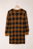 Brown Plaid Sweater Dress