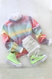 Fake Two-piece Pearl Decoration Gradient Tie-dye Sweater