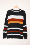 Black Color Block Open Front Pocket Knit Cardigan