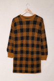 Brown Plaid Sweater Dress