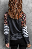 Black Leopard Striped Long Sleeve Top
