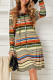 Striped Turtleneck Long Sleeve Shirt Mini Dress with Pocket