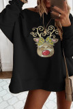 Black Christmas Animal Print Sweatshirt Mini Dress