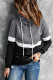 Black Drawstring Cowl Neck Colorblock Hoodie