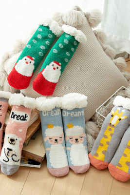 Winter Christmas Plush Middle Tube Slipper Socks Unishe Wholesale
