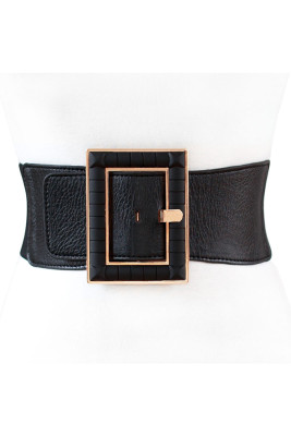 Black Vintage Leather Matching Wide Belt Unishe Wholesale MOQ3pcs