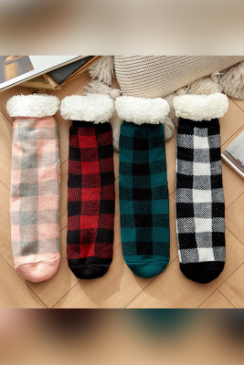 Winter Thermal Plaid Thick Plush Slipper Socks Unishe Wholesale