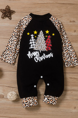 Baby Christmas Leopard Print Patchwork Rompers Unishe Wholesale