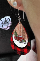 Christmas Plaid Car Double Layer Leather Earrings Unishe Wholesale MOQ 5pcs