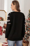Christmas Graphic Leopard Print Cut-out Pullover Sweatshirt