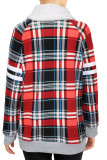 Buffalo Plaid Print Sherpa Patchwork High Neck Sweatshirt