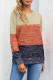 Blue Color Block Netted Texture Pullover Sweater