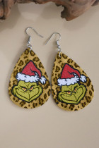 Christmas Leather Grinch Leopard Print Double-sided Earrings Unishe Wholesale MOQ 5pcs