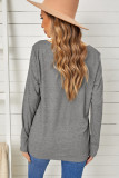 Gray Round Neck Loose Long Sleeve Top