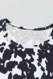 Cow Print U Neck Long Sleeve Top