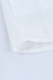 White Plus Size Balloon Sleeve Wrap Top