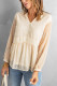 Beige V Neck Dotted Baby-doll Long Sleeve Top