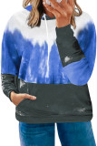 Blue Gradient Colorblock Pullover Plus Size Hoodie
