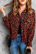Brown Leopard Print Raw Hem Buttoned Cropped Jacket