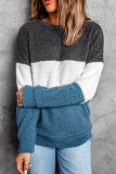 Gray Oversized Colorblock Plush Sweatshirt