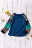 Blue Striped Color Block Girl's Long Sleeve Top