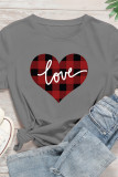 VALENTINE'S DAY Plaid Heart Graphic Tee Short Sleeve T shirts Top UNISHE Wholesale