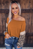 Leopard Sequin Patchwork Long Sleeve Top