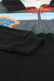 Aztec Print Atop Black Pullover Sweatshirt