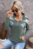Aztec Print Atop Sage Green Pullover Sweatshirt