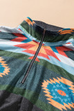 Aztec Print Atop Charcoal Pullover Sweatshirt