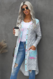 Tie-dye Patchwork Long Striped Cardigan with Pockets
