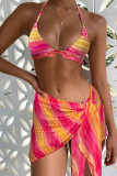 Tie-dye Ruffle Bikini with Sarong