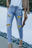 Sunflower Patchwork Distressed Ankle Length Skinny Jeans