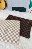 Brown Checkered Print Clutch MOQ 3PCS