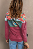 Aztec Print Atop Rosy Pullover Sweatshirt