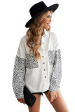 White Contrast Leopard Denim Jacket