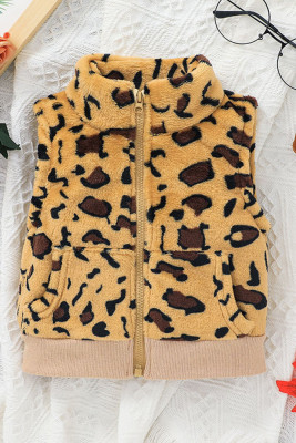 Kids Leopard Print Zipper Vest Coat Unishe Wholesale