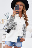 White Contrast Leopard Denim Jacket