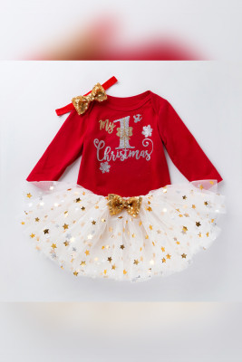 Baby Christmas Longsleeve Gap Tutu Skirt Headband 3PCS Set Unishe Wholesale