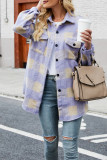 Single-breasted Long Plaid Tweed Coat with Pockets Unishe Wholesale
