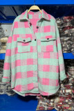 Single-breasted Long Plaid Tweed Coat with Pockets Unishe Wholesale
