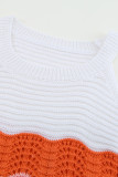 Orange Knit Colorblock Tank Top