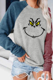 Grinch Face Pullover Long Sleeves Top Women Unishe Wholesale