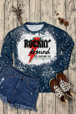 Rockin Around The Christmas Tree Bleached Pullover Long Sleeves Top Unishe Wholesale