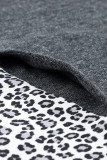 Gray Leopard Patchwork Pullover Hoodie